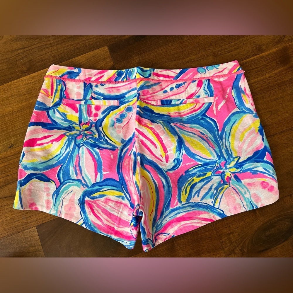 Lilly Pulitzer Pink and Blue Patterned Women Shorts size 10 - Picture 3 of 3